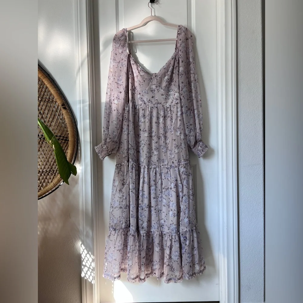 Arula Purple Floral Tiered Maxi Dress Size X - Picture 2 of 8